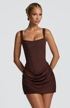 Draped Corset Mini Dress – Elegant Bodycon Party Dress | Meave & Ivy