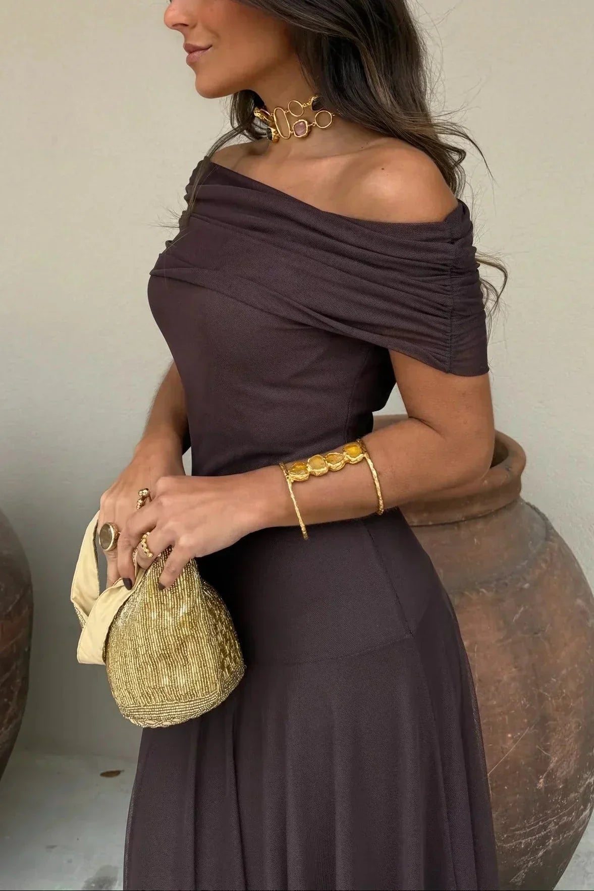 Pleated One-Shoulder Maxi Dress – Elegant Evening Gown | Meave & Ivy