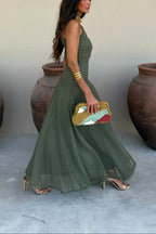 Pleated One-Shoulder Maxi Dress – Elegant Evening Gown | Meave & Ivy