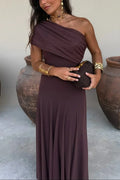 Pleated One-Shoulder Maxi Dress – Elegant Evening Gown | Meave & Ivy