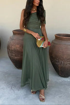 Pleated One-Shoulder Maxi Dress – Elegant Evening Gown | Meave & Ivy