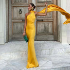 One-Shoulder Draped Maxi Dress – Elegant Evening Gown | Meave & Ivy