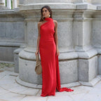 One-Shoulder Draped Maxi Dress – Elegant Evening Gown | Meave & Ivy