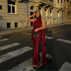 One-Shoulder Draped Maxi Dress – Elegant Evening Gown | Meave & Ivy