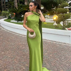 One-Shoulder Draped Maxi Dress – Elegant Evening Gown | Meave & Ivy