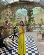 Yellow Pleated Maxi Dress – Elegant Evening Dress | Meave & Ivy