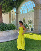 Yellow Pleated Maxi Dress – Elegant Evening Dress | Meave & Ivy