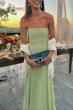 Green Pleated Maxi Dress – Elegant Flowy Evening Dress | Meave & Ivy