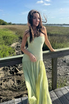 Green Pleated Maxi Dress – Elegant Flowy Evening Dress | Meave & Ivy