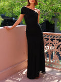 Asymmetric Ruched Maxi Dress – Elegant Evening Occasion Dress | Meave & Ivy