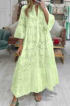 Lace 3/4 Sleeve Maxi Dress – V-Neck Summer Occasion Dress | Meave & Ivy