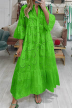 Lace 3/4 Sleeve Maxi Dress – V-Neck Summer Occasion Dress | Meave & Ivy