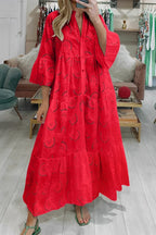 Lace 3/4 Sleeve Maxi Dress – V-Neck Summer Occasion Dress | Meave & Ivy