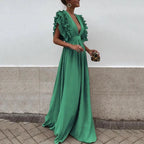 Ruffled Sleeve Maxi Dress – Elegant Flowy Evening Dress | Meave & Ivy