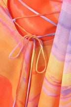 Orange Ombre Halter Mini Dress – Asymmetric Party Dress | Meave & Ivy