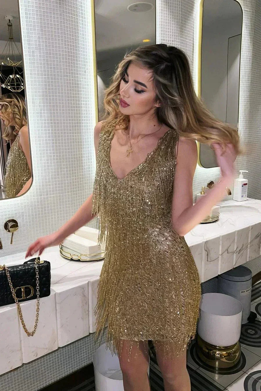 Sequin Fringe Mini Dress – Glam Party Dress | Meave & Ivy