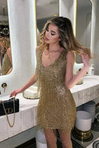 Sequin Fringe Mini Dress – Glam Party Dress | Meave & Ivy