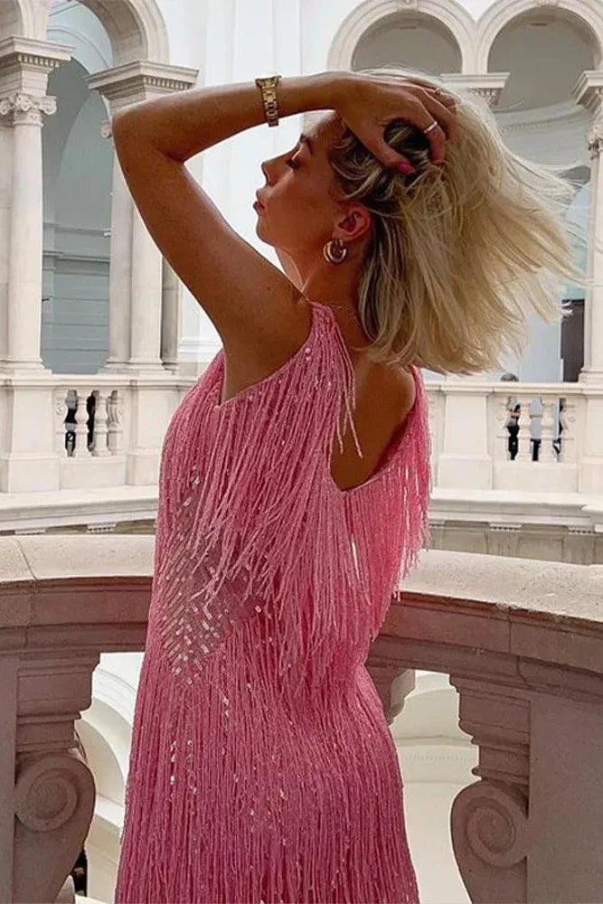 Sequin Fringe Mini Dress – Glam Party Dress | Meave & Ivy