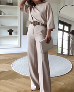 Elegant Two Piece Set in Light Grey – Refined Top & Trouser Co-ord