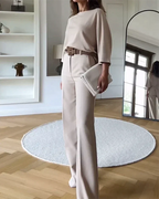 Elegant Two Piece Set in Light Grey – Refined Top & Trouser Co-ord