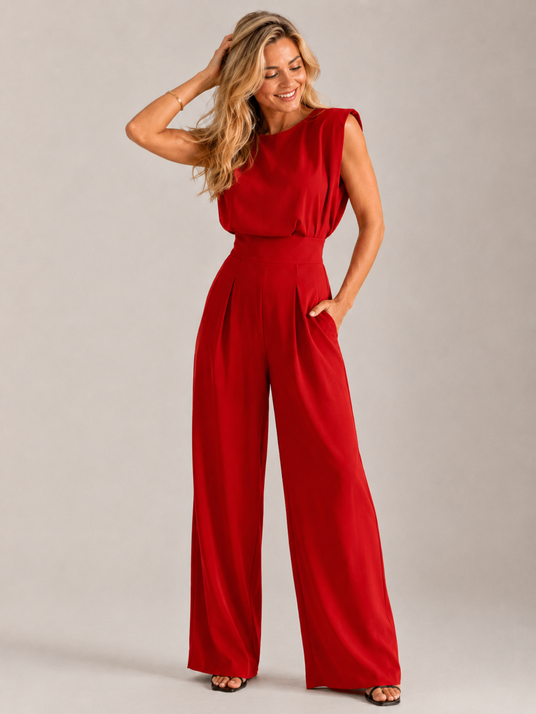 Mint Green Sleeveless Wide Leg Jumpsuit – Women's Elegant Occasion Jumpsuit