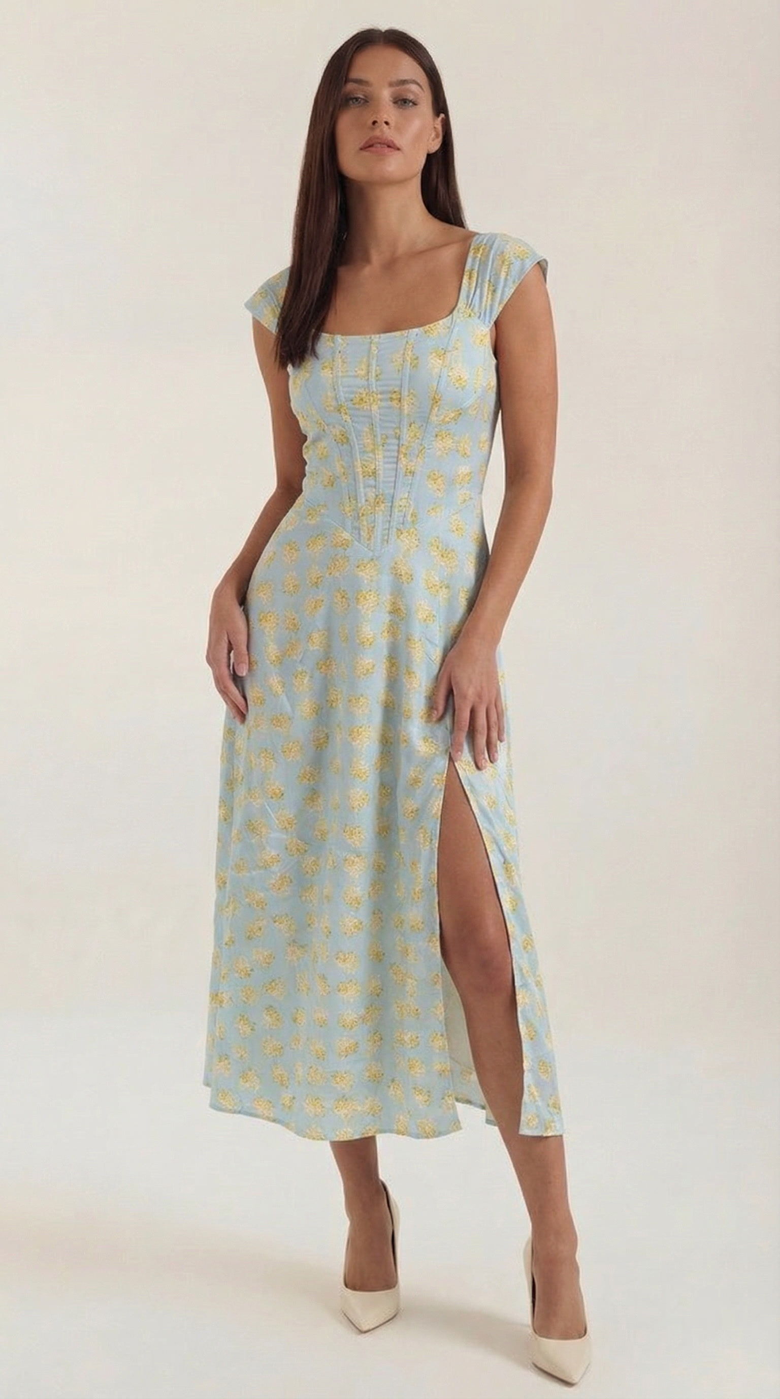 Floral Spaghetti Strap Midi Dress – Women's Summer Beach & Holiday Dress | Meave & Ivy