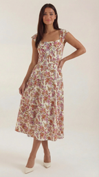 Floral Spaghetti Strap Midi Dress – Women's Summer Beach & Holiday Dress | Meave & Ivy