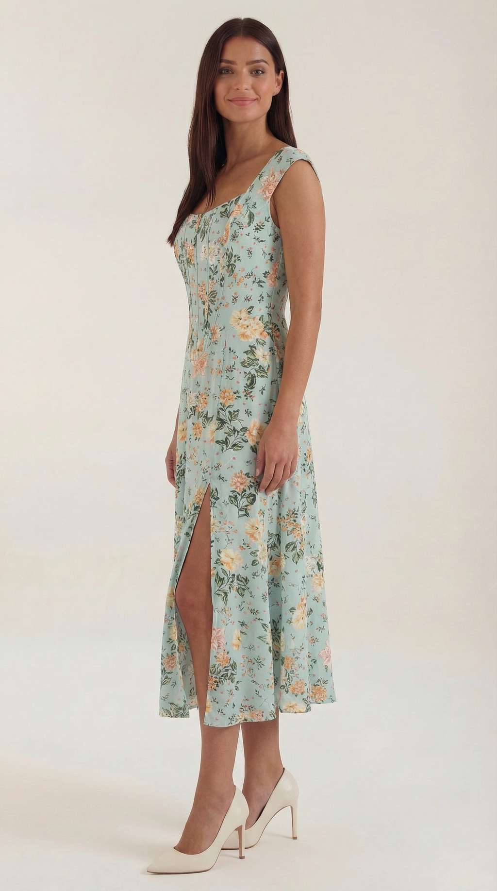 Floral Spaghetti Strap Midi Dress – Women's Summer Beach & Holiday Dress | Meave & Ivy