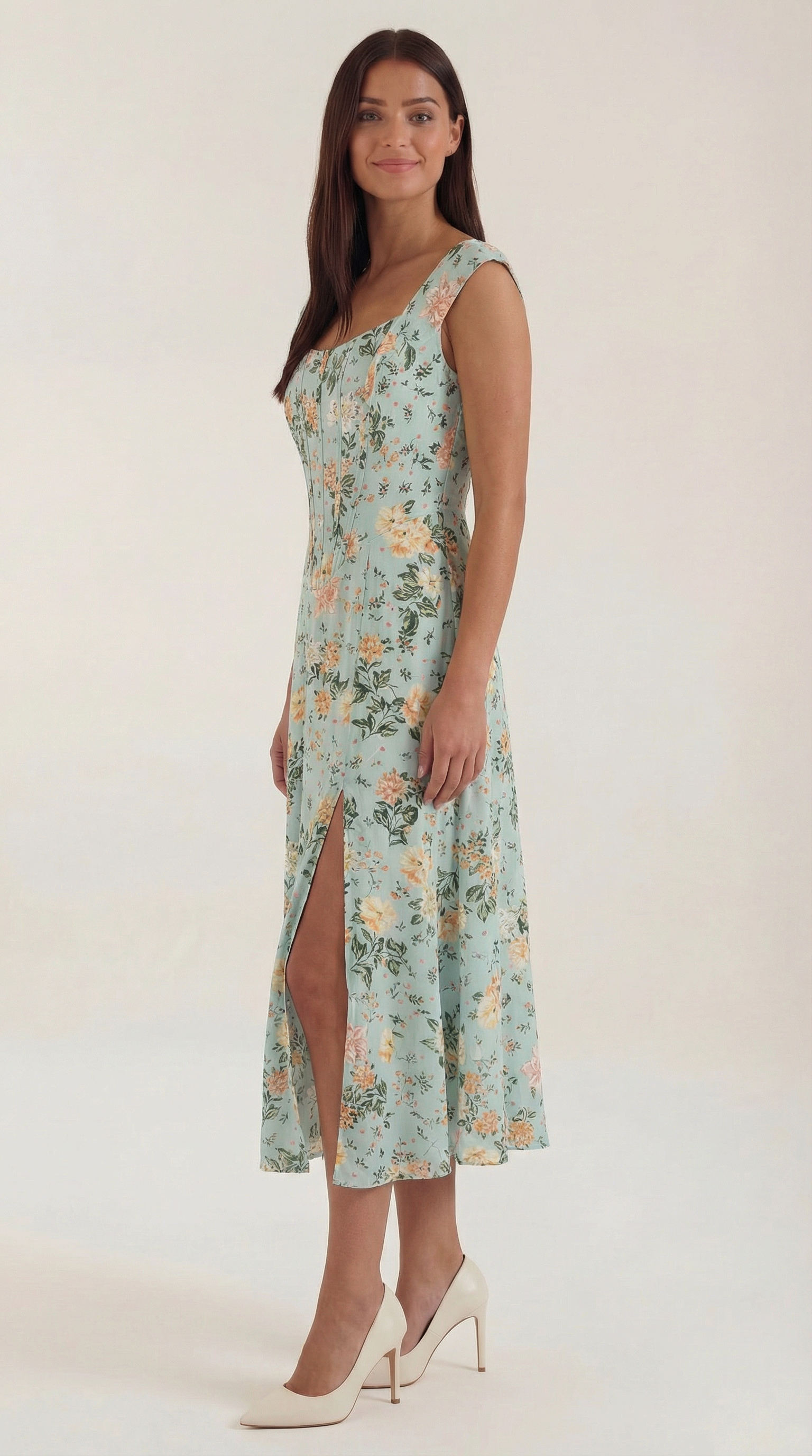 Floral Spaghetti Strap Midi Dress – Women's Summer Beach & Holiday Dress | Meave & Ivy