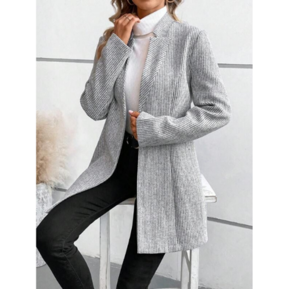 Longline Winter Blazer in Grey – Tailored Warmth