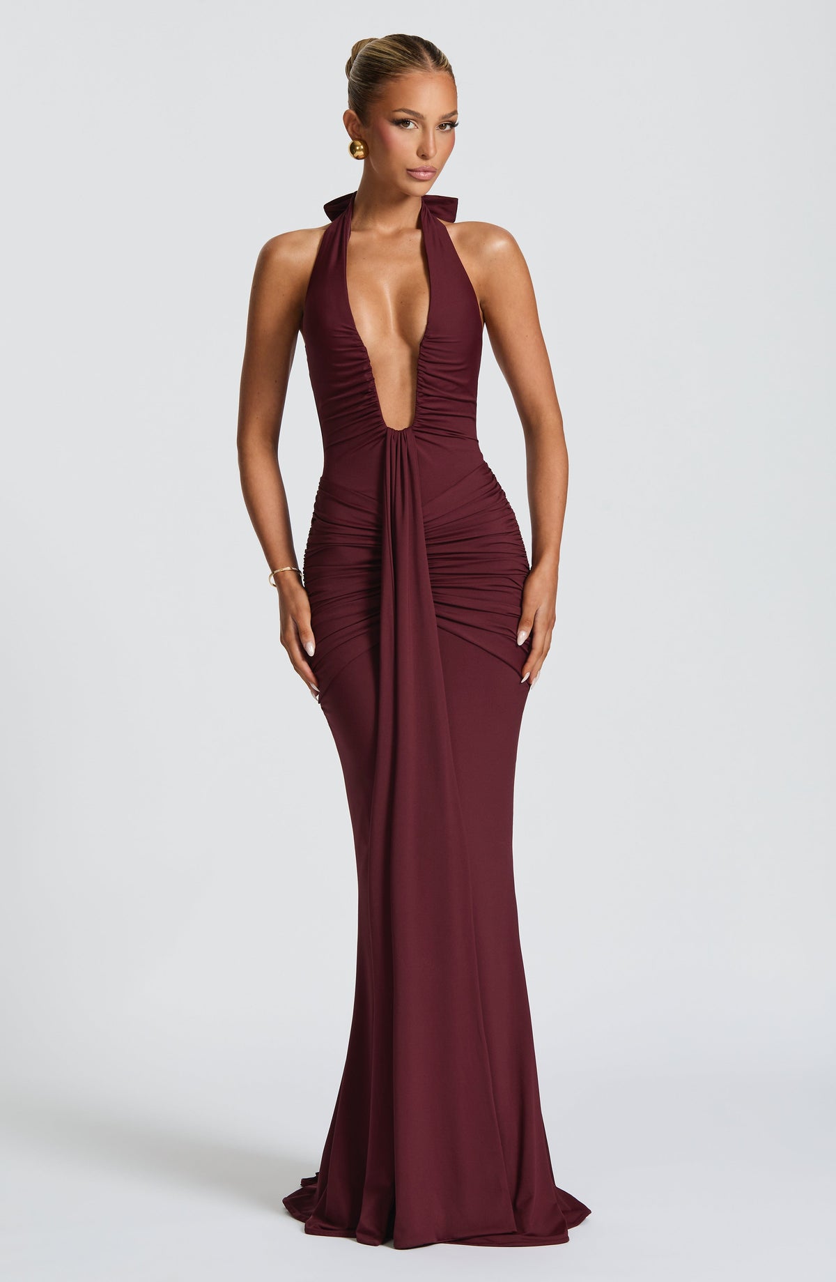 Black Slinky Maxi Dress – Elegant Train Evening Gown | Meave & Ivy