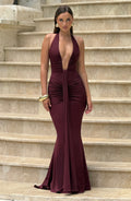 Black Slinky Maxi Dress – Elegant Train Evening Gown | Meave & Ivy