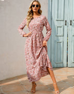 Pink Floral Long Sleeve Maxi Dress – Women's Summer Beach & Holiday Dress | Meave & Ivy