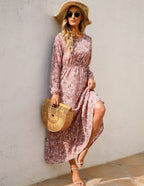 Pink Floral Long Sleeve Maxi Dress – Women's Summer Beach & Holiday Dress | Meave & Ivy