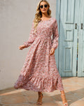 Pink Floral Long Sleeve Maxi Dress – Women's Summer Beach & Holiday Dress | Meave & Ivy