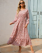 Pink Floral Long Sleeve Maxi Dress – Women's Summer Beach & Holiday Dress | Meave & Ivy
