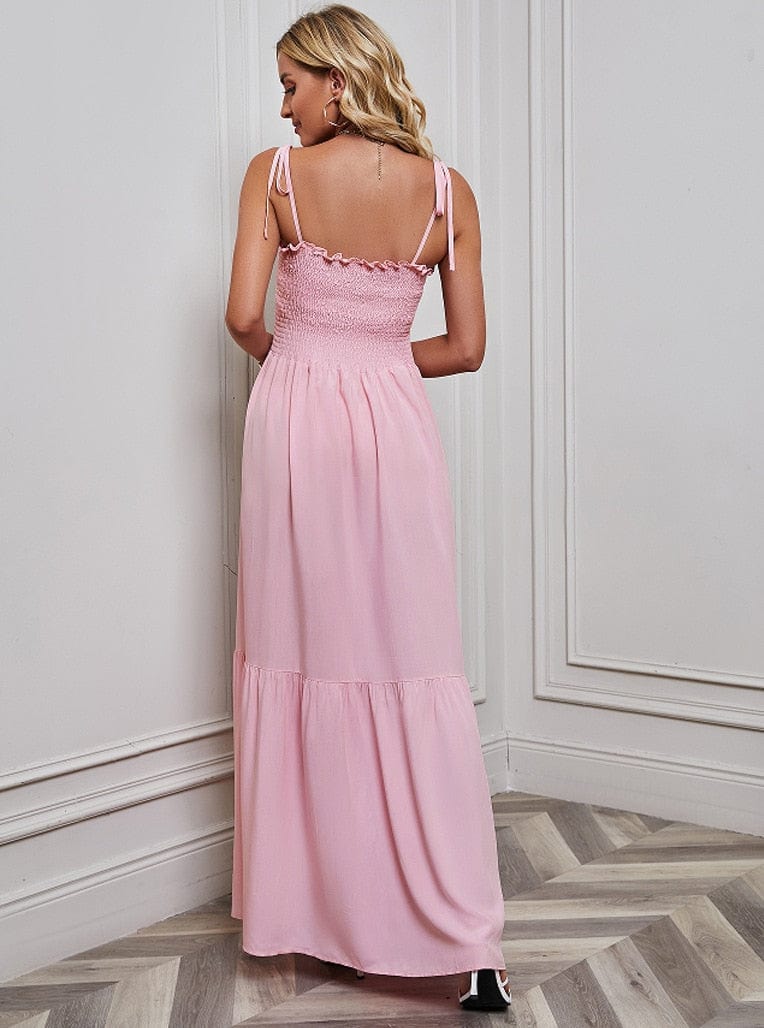 Pink Spaghetti Strap Maxi Dress – Women's Summer Beach & Holiday Dress | Meave & Ivy