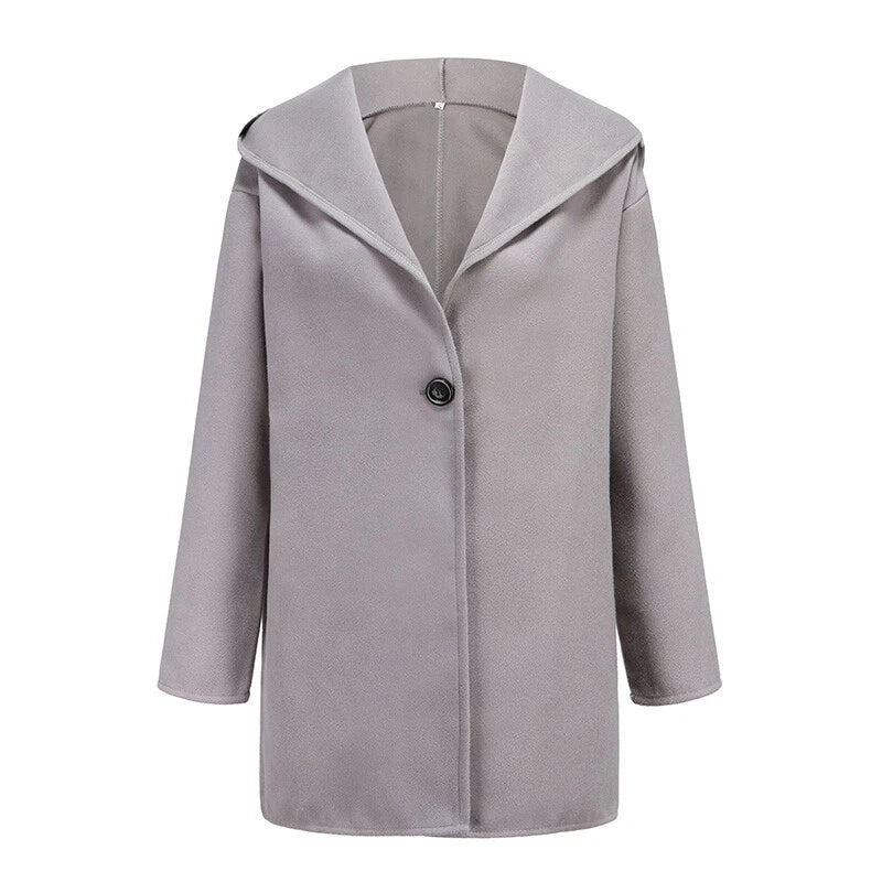 Women's Relaxed Single-Button Blazer with Oversized Draped Lapels