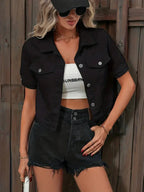Short Sleeve Denim Shirt Jacket in 6 Washes