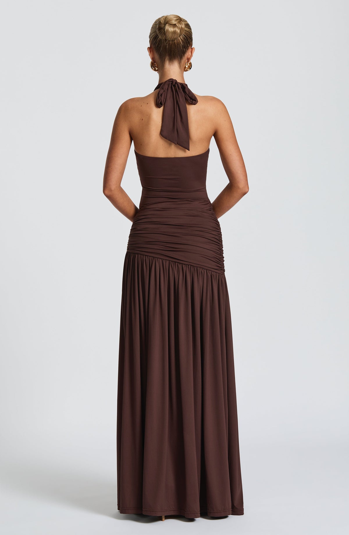 Plum Brown Ruched Maxi Skirt – Elegant Bodycon Skirt | Meave & Ivy