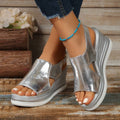 Metallic Platform Wedge Sandals
