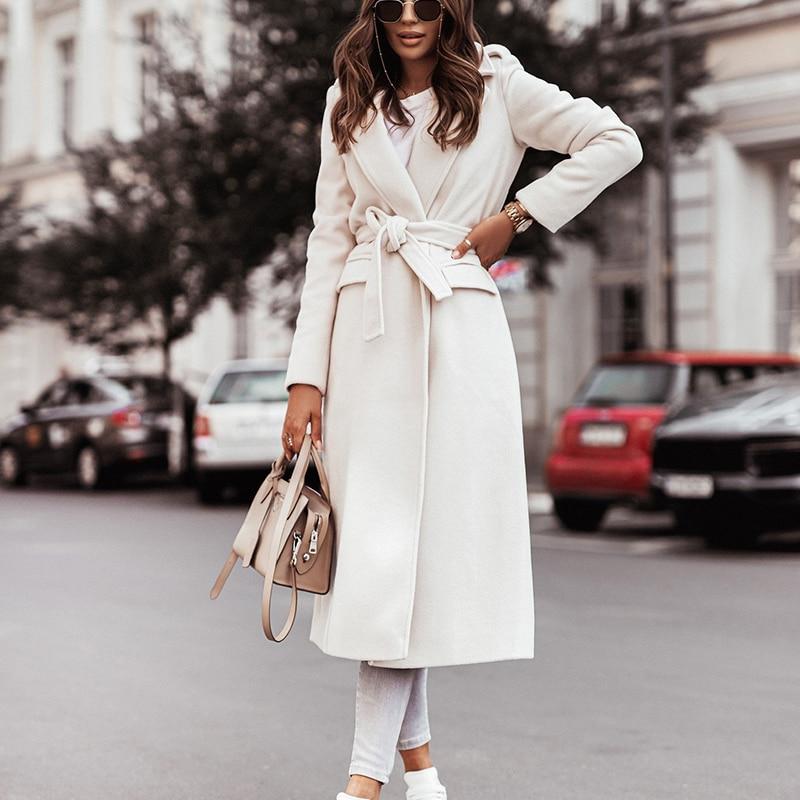 Women's Tailored Long Winter Coat – Wide-Lapel Relaxed Style