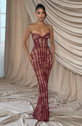 Burgundy Satin Maxi Dress – Elegant Evening Dress | Meave & Ivy
