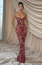 Burgundy Satin Maxi Dress – Elegant Evening Dress | Meave & Ivy