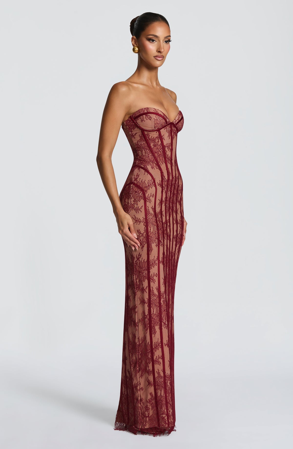 Burgundy Satin Maxi Dress – Elegant Evening Dress | Meave & Ivy