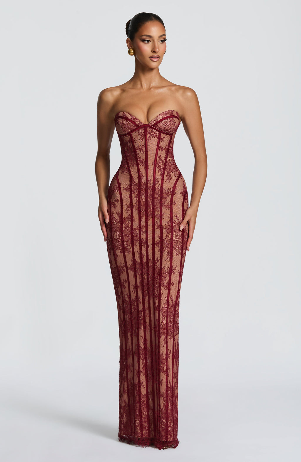 Burgundy Satin Maxi Dress – Elegant Evening Dress | Meave & Ivy