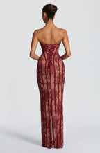 Burgundy Satin Maxi Dress – Elegant Evening Dress | Meave & Ivy