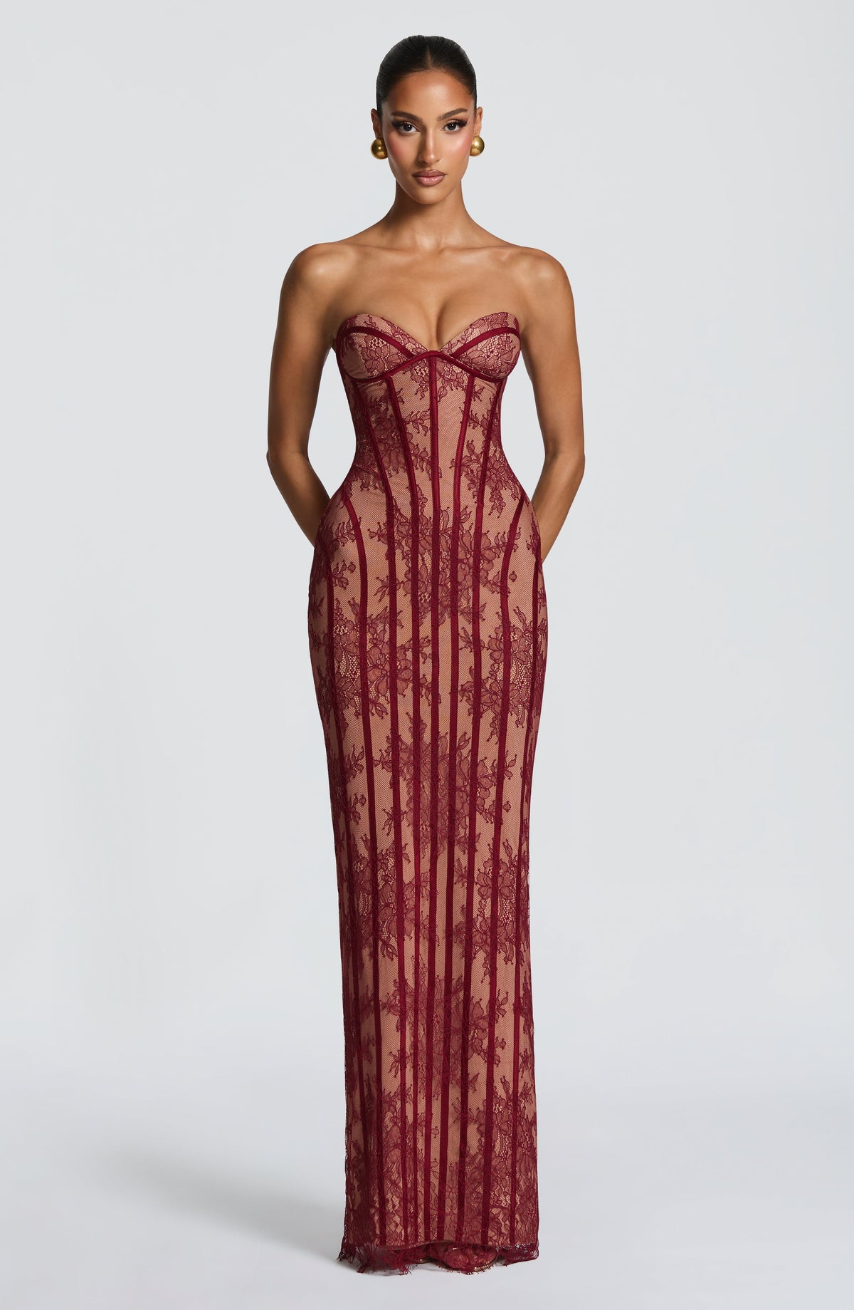Burgundy Satin Maxi Dress – Elegant Evening Dress | Meave & Ivy