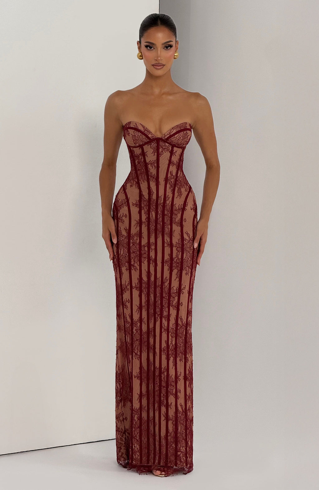 Burgundy Satin Maxi Dress – Elegant Evening Dress | Meave & Ivy