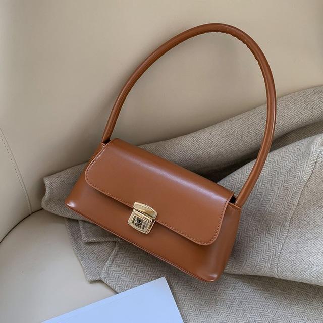 Women's Small Shoulder Bag with Short Strap and Clasp Detail